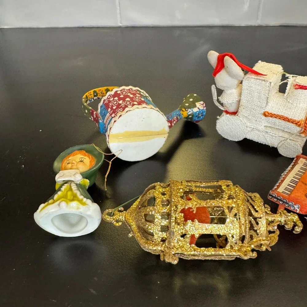 Vintage Christmas Ornament Lot Mixed 6pc Multicolor Humpty Dumpty Kitsch Retro